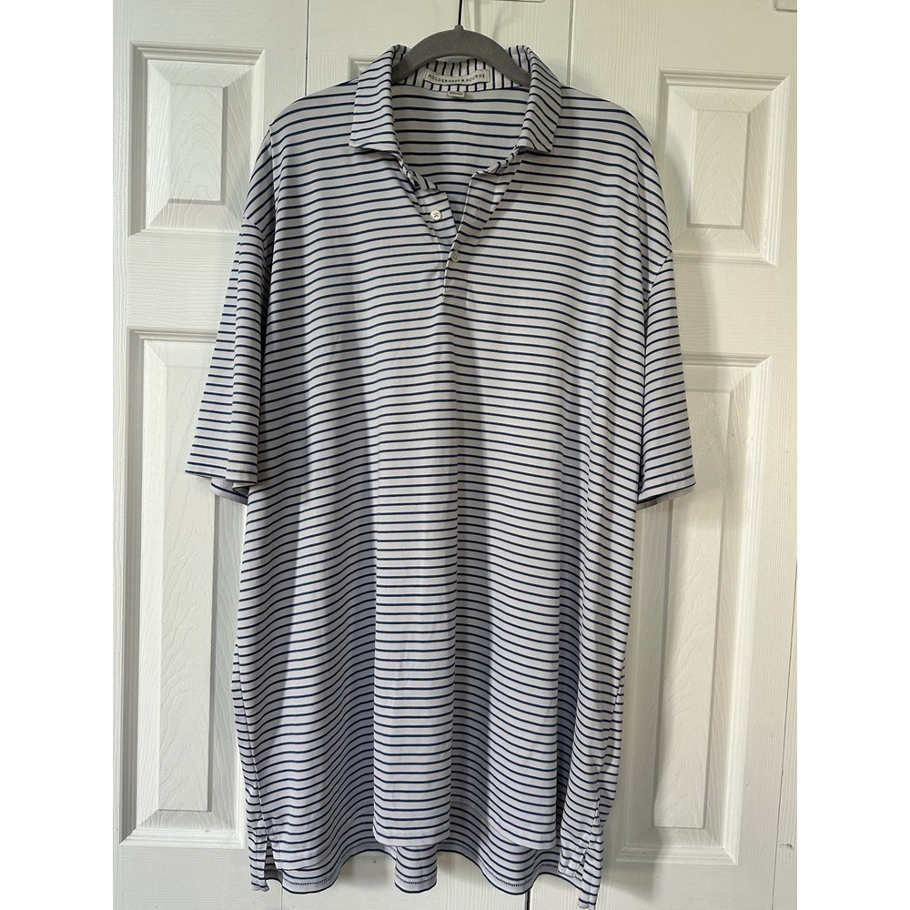 Holderness & Bourne Print Golf Striped Polo Shirt Men's Sz 2XL Tailored Fit